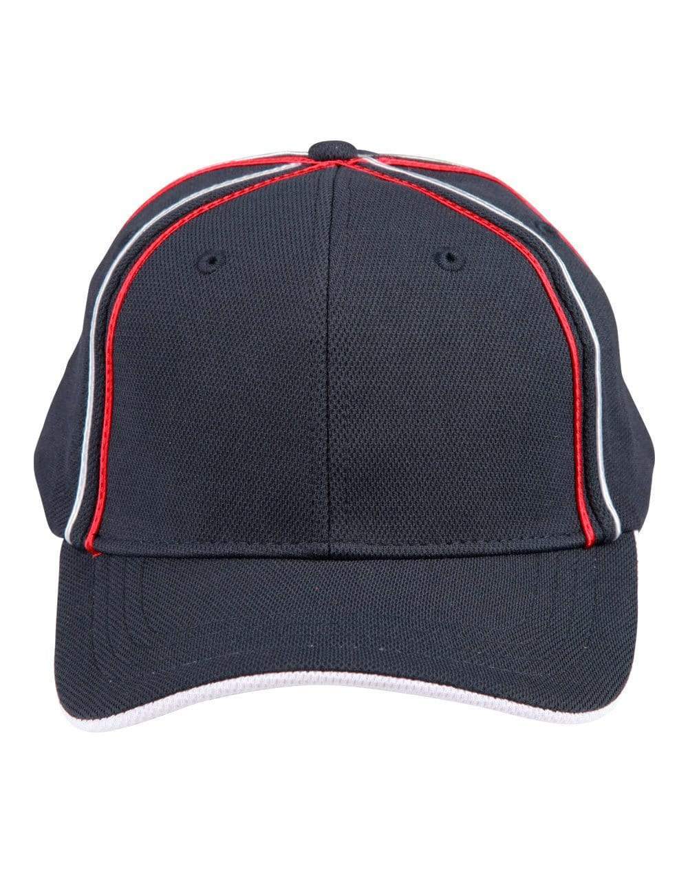 Tri-colour Pique Mesh Cap Ch76 Active Wear Winning Spirit Navy/White/Red One size